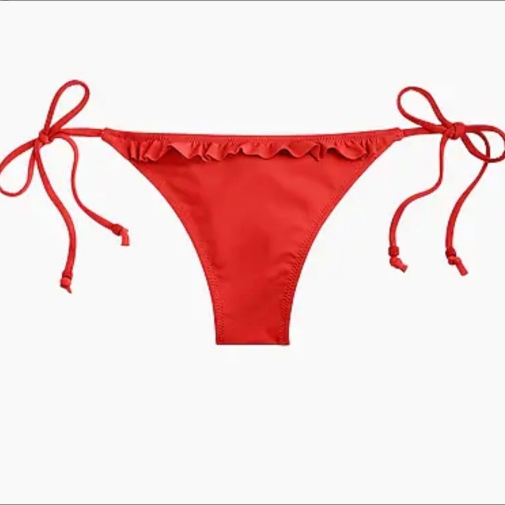 NWT J. Crew Playa Maui Ruffle Bikini Bottom Large in Cerise/Orange (H8450)